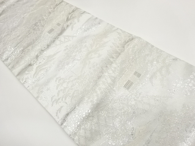 JAPANESE FUKURO OBI / PLATINUM​ FOIL / WOVEN SCENERY IN THE PAST